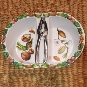 Vintage Melamine Nut Serving Bowl with Cracker